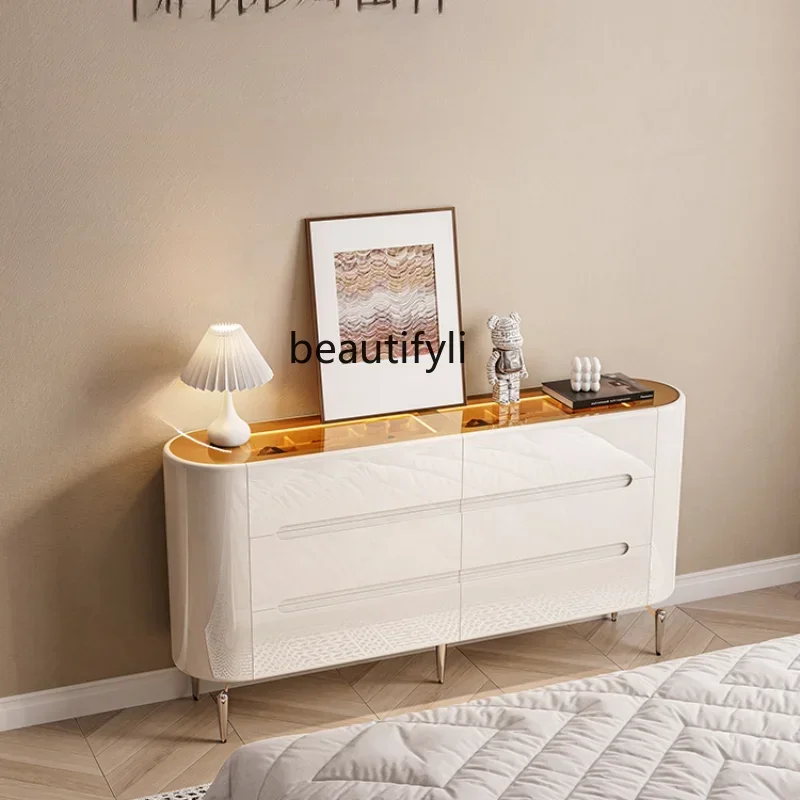 

Ultra-Thin Bedroom Bed Front Cabinet Integrated Wall Storage Chest of Six Drawers with Lock Jewelry Cabinet