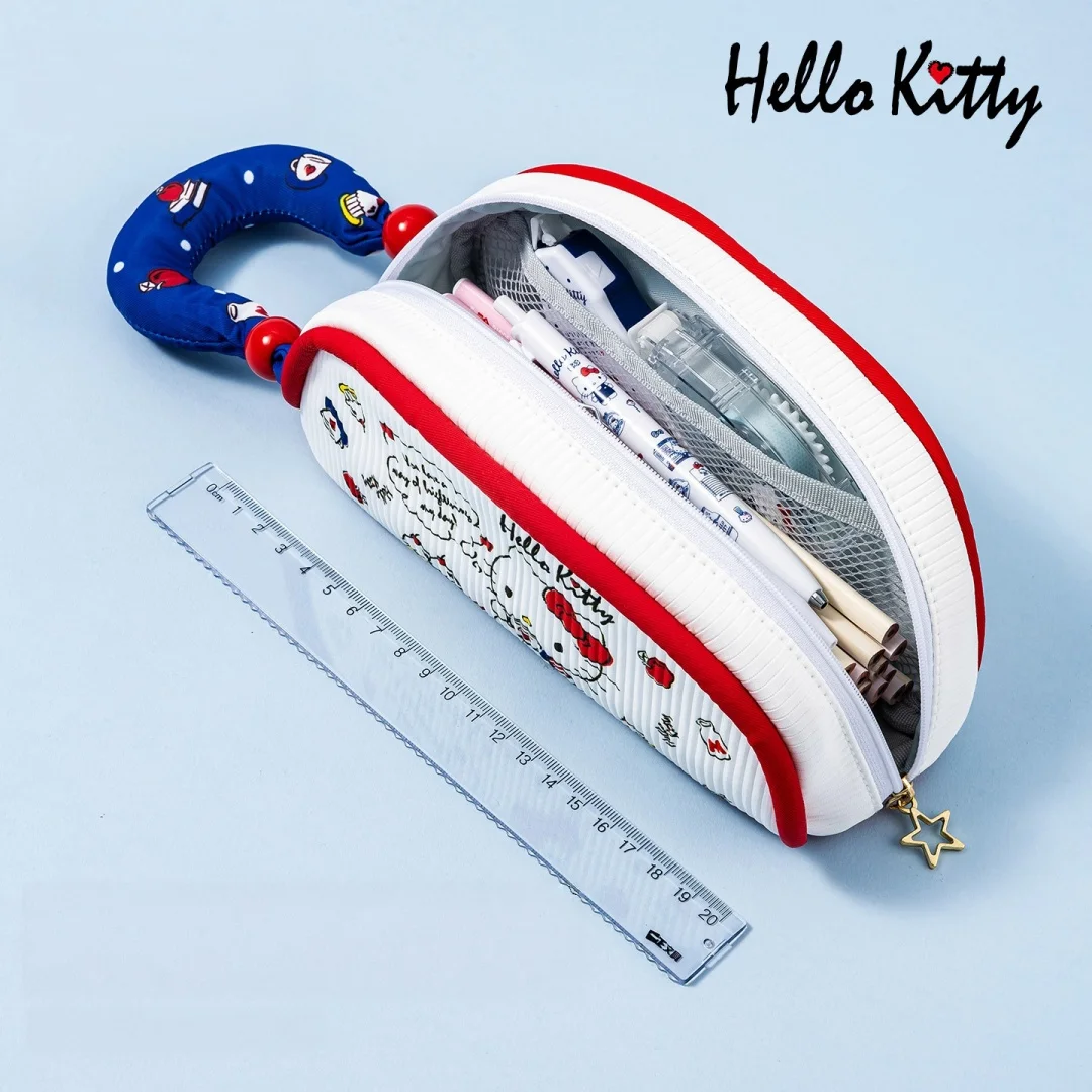 Sanrio Hello Kitty Portable Fabric Pencil Case, Girly Dual‑Use Pouch for Stationery & Cosmetics