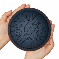 Hluru Overtone Steel Tongue Drum 6 Inch 11 Notes Key D Tank Drum Glucophone Handpan Meditation Instrument for Kids Gifts