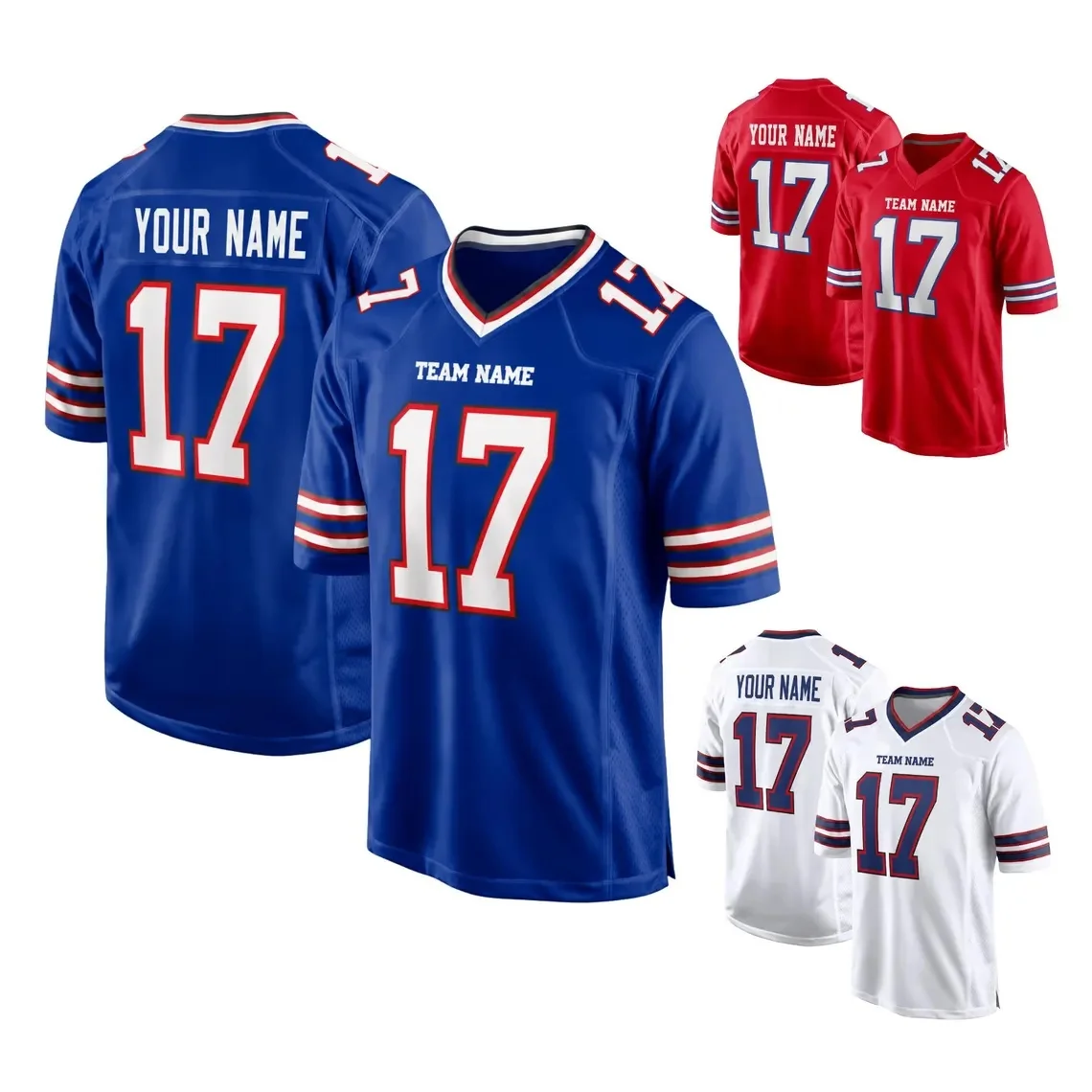 Buffalo Football Jersey, Hybrid Mesh V-Neck Shirt, Custom Name Number Gift, Short Sleeve Summer Unisex T-shirt