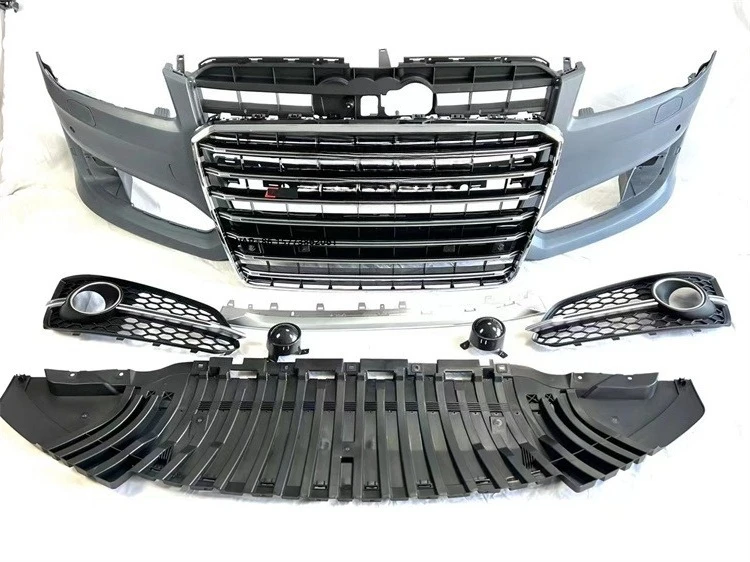 

for 2015-2018 A8 Upgrade Modification S8 Body Kit Front Bumper Rear Lip Silver Exhaust Tip Exterior Parts