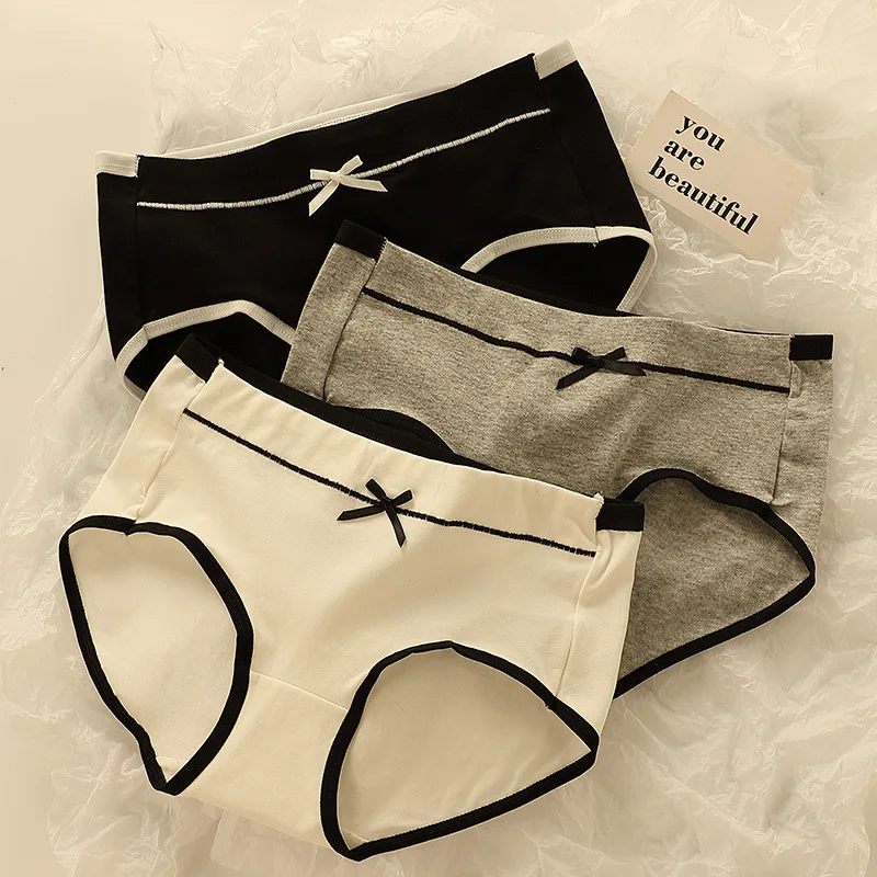 3pcs Women's Cotton Underwear High Waist Tummy Control Briefs Breathable Full Cotton Crotch Japanese