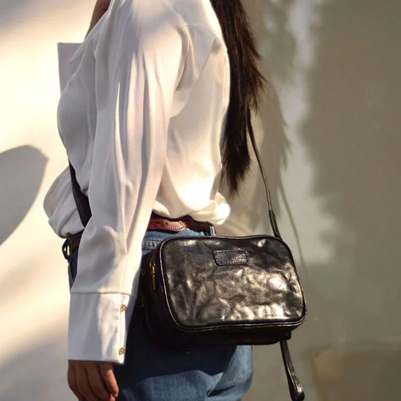 

AETOO Новая кожаная сумка через плечо Простой повседневный клатч Ретро сумка через плечо Нейтральный горизонтальный слой из воловьей кожи одинарный sh