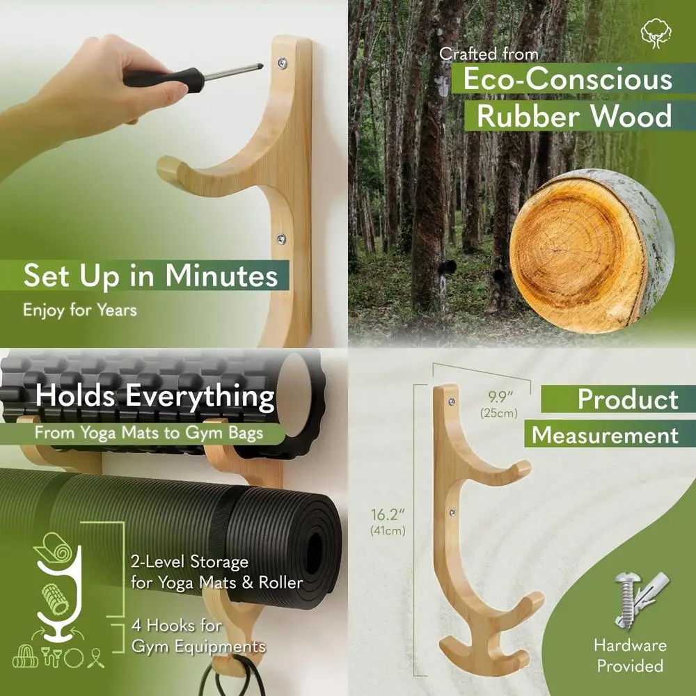 

Держатель для ковриков для йоги - Стойка для хранения для домашнего спортзала - Органайзер для спортивного инвентаря и эспандеров