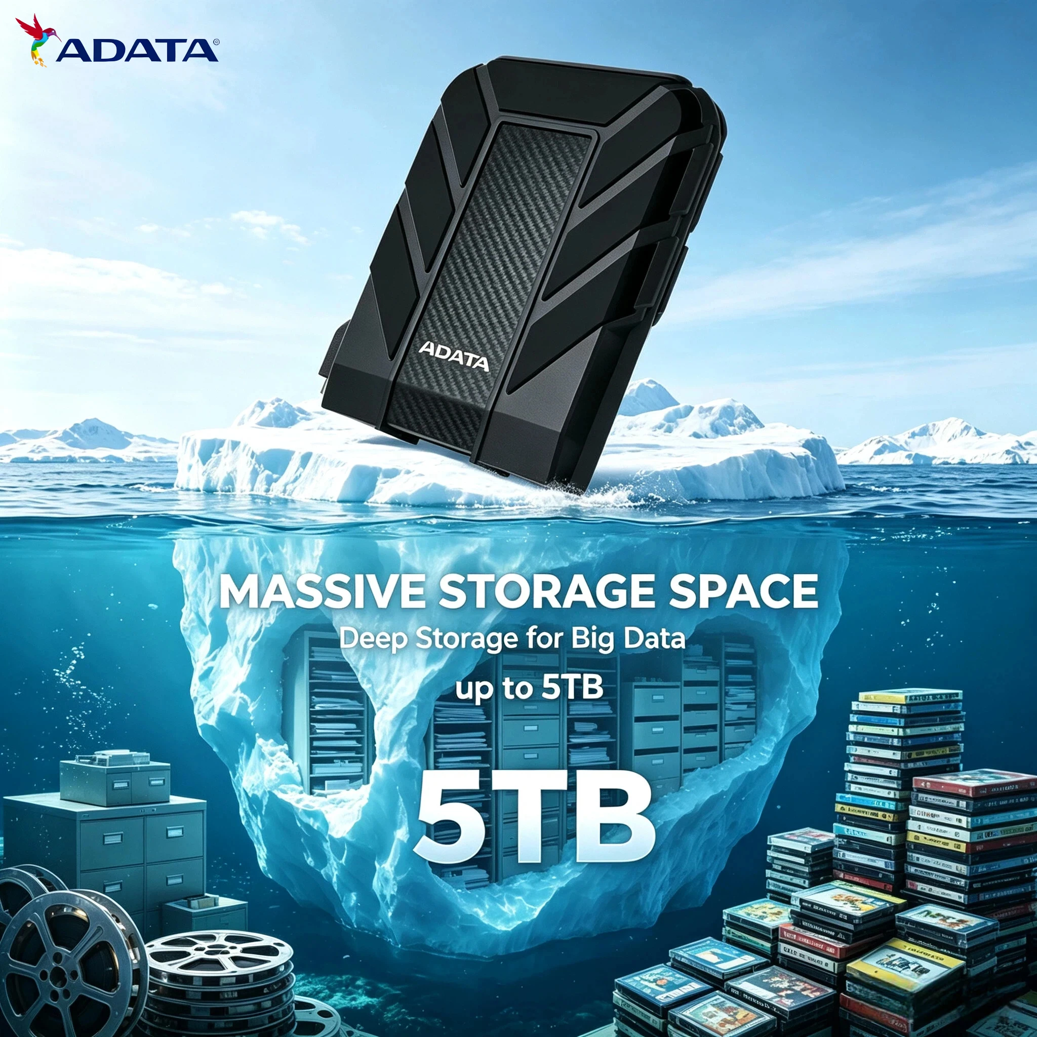 ADATA HD710 Pro 5TB 外付けハードドライブ USB 3.2 IP68 防水耐衝撃