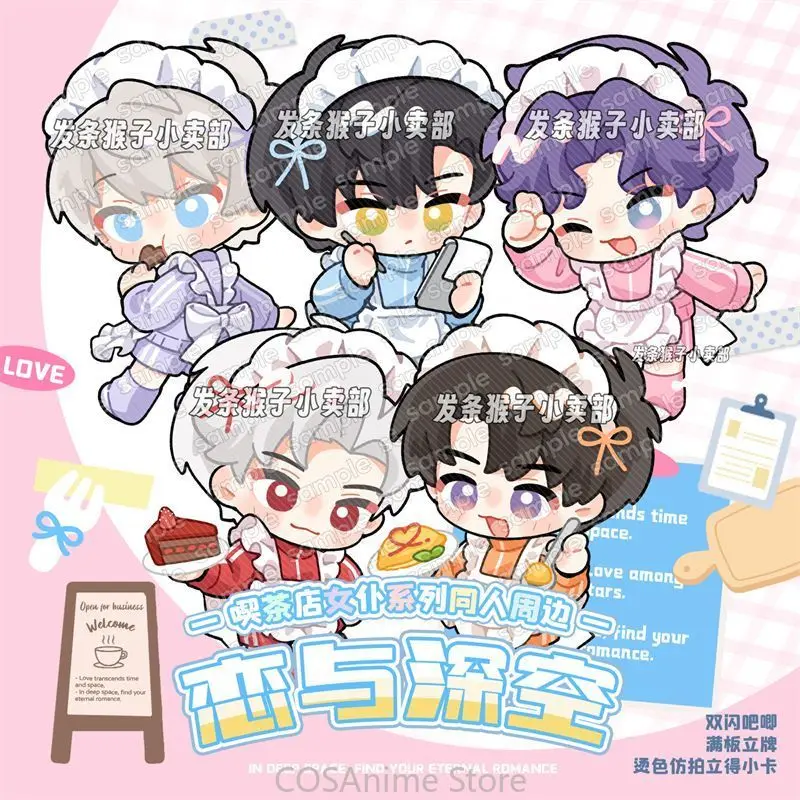 

Love and Deepspace Zayne Rafayel Sylus Xavier Caleb Anime Cosplay Acrylic Standee Double Flash Badge Mini Notebook Fans Gift