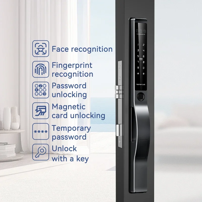 New Kasman Source Price Slim Smart Home Lock Door Remote Control Rfid Password  Fingerprint Door Lock for Steel Gate