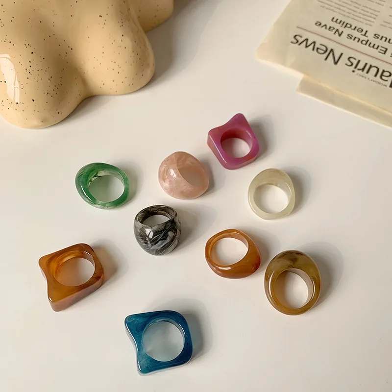 

Кольцо из смолы для женщин, винтажное кольцо на палец, акриловое кольцо, подарки для пар, простые стильные ювелирные украшения