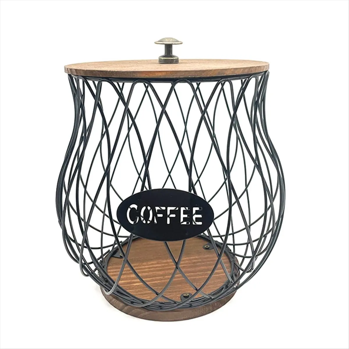 AB52 Coffee Pod Holder, Rustic K Cup Holder Organizer for Counter, Coffee Pods Storage for Coffee Bar Accessories Decor Black
