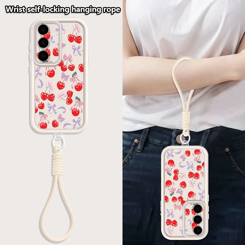 Cherry Pattern Lanyard Phone Case For Samsung Galaxy S26 S24 S23 S22 Ultra Plus S25 FE A57 A37 A27 A56 A16 A17 A55 A15 A54 Cover view 6