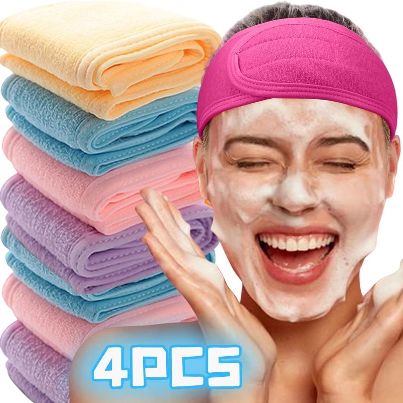 

1/4PCS Wide Hairband Adjustable Head Band Yoga Bath Shower Makeup Wash Face Cosmetic Headband Soft Toweling Hair Accessories