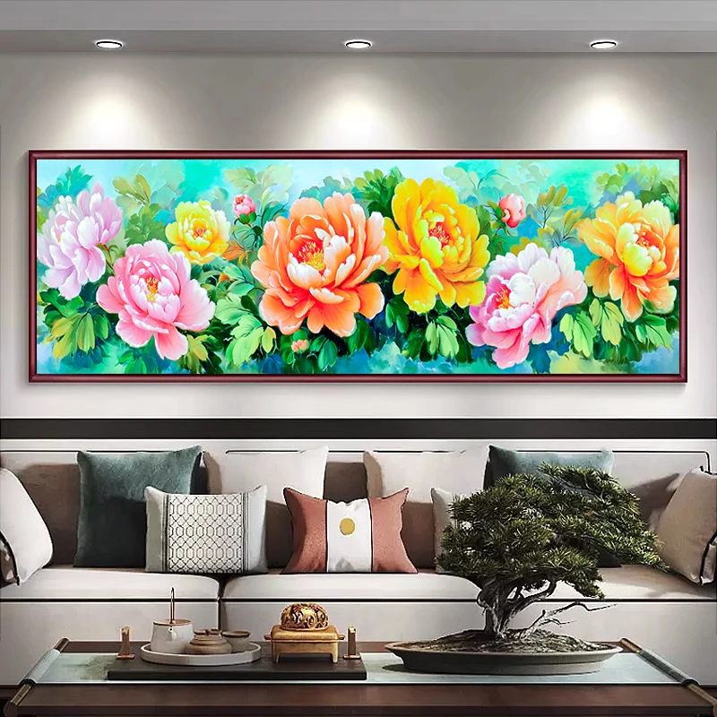 

Новый набор для вышивания крестиком «Пион» 2025 года: Роскошные цветы для гостиной, набор для вышивания своими руками «Цветы процветания»