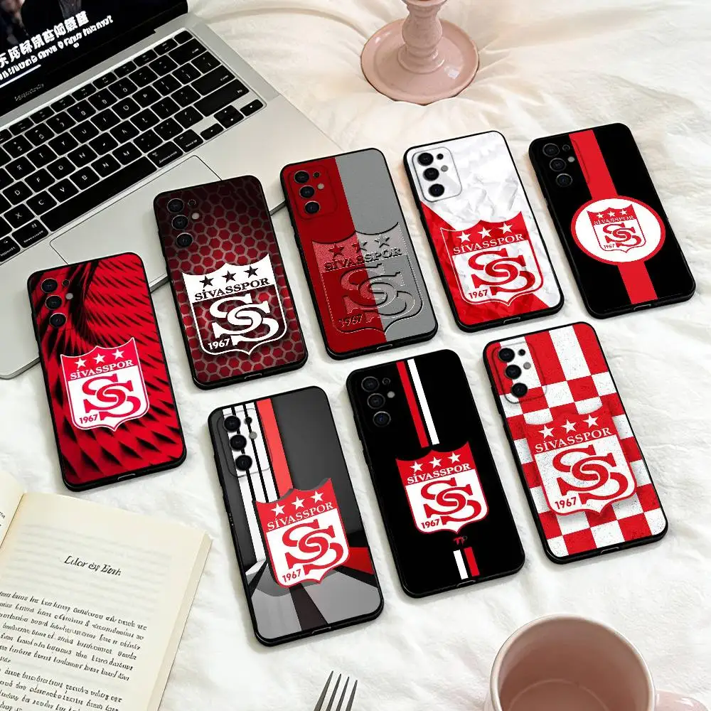 

R-Red and White S-Sivasspo Phone Case For Samsung S 25,24,23,22,30,21,10,9,Ultra,Plus,Lite,FE,4,5 G Soft Black Case