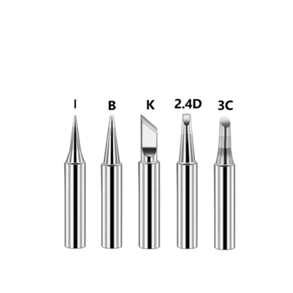 5Pcs I+B+K+2.4D+3C 900M Iron Tips Set  Lead Free Durable Long Life Soldering Tips Internal Heat Bare Copper Soldering Iron Tips