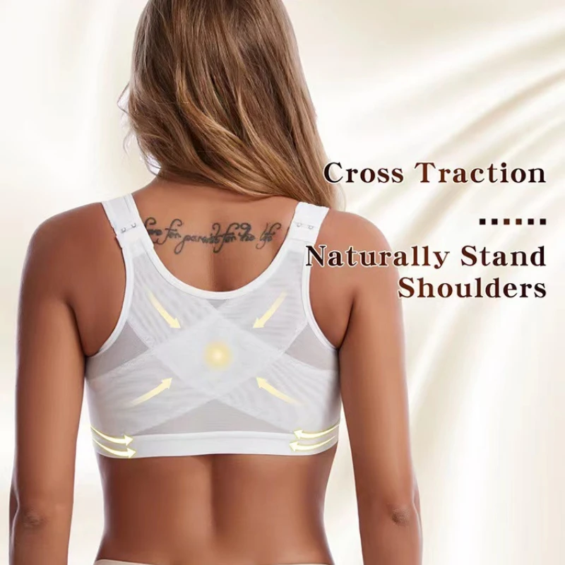 Front Closure Posture Corrector Lift Up Bra Women Push Up Cross Back Underwear Shockproof Sports Support Fitness Vest Bras S-5XL