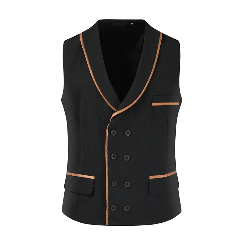 Men's Slim Fit V-Neck Suit Vest Casual Double Buttoned Open Cardigan Spring Autumn New Arrival Fashionable Youth Style