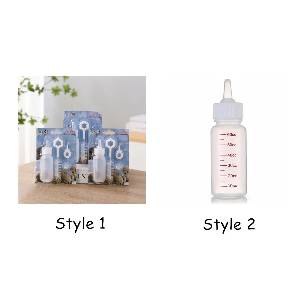 60ml Pet Feeding Bottle Kits Milk Bottle Replacement Mini Nipple Cat Nursing Bottle for Newborn Kittens Puppies Rabbits