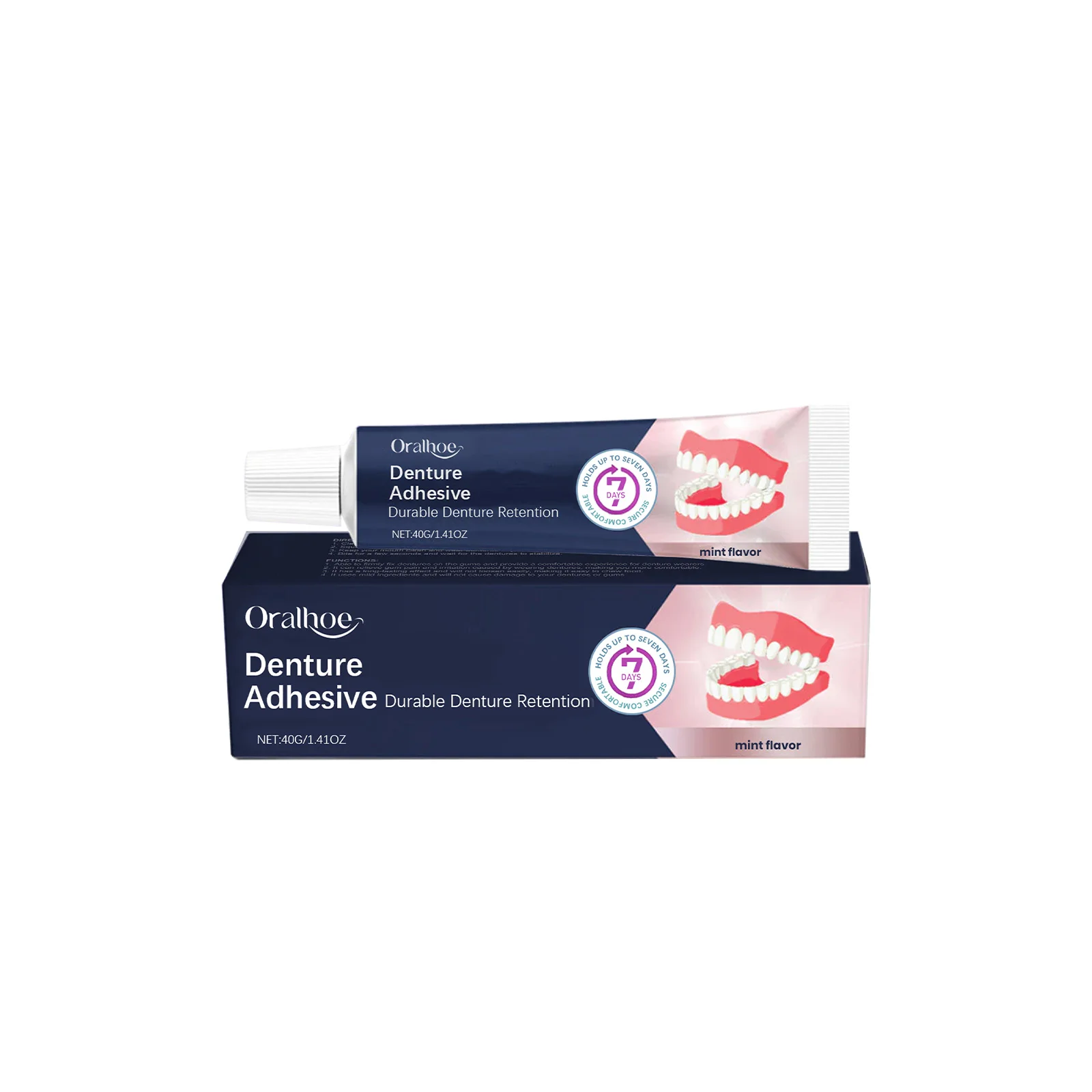 ORALHOE Dental Adhesive Cream Natural Fit Reduce Gum Friction Fixed Dentures Enhance Comfort Denture Care Products 40g image 6