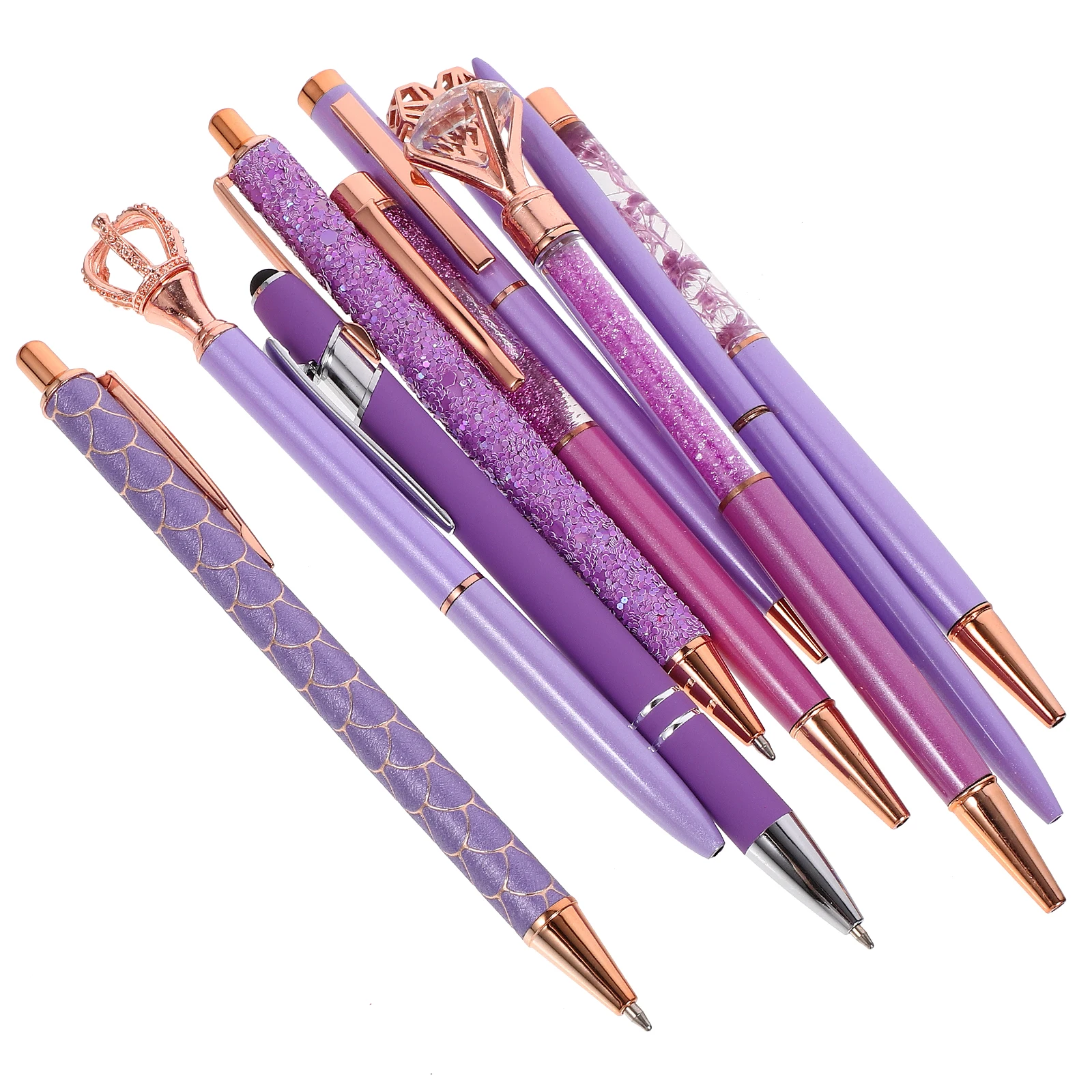 

10pcs Rhinestone Ballpoint Pens Smooth Writing Iron Material Notebook Office Ball Point Pens Supplies Student Gifts