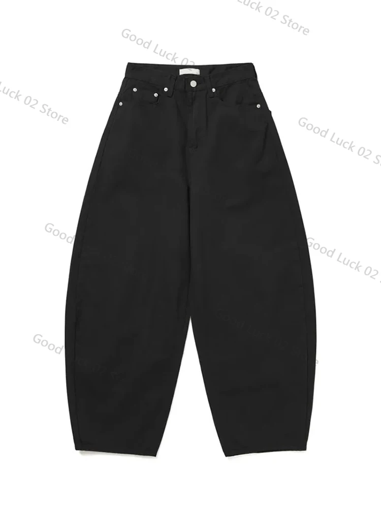 2025 جينز نسائي فضفاض با كيت عقدة تصميم ربيع جديد Sle عادية عالية الخصر بنطال ذو قصة أرجل واسعة لون نقي