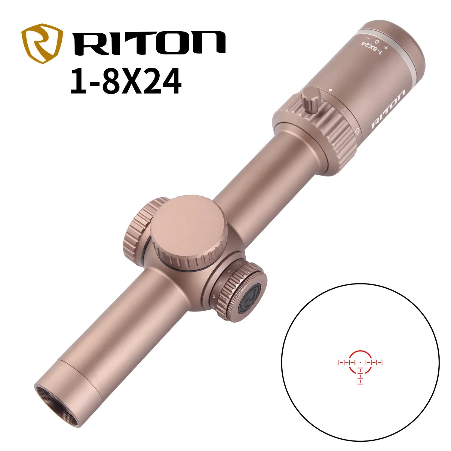 RITON 3 Tactix 1-8 × 24  ample internal adjustment and bright illuminated markings 1/2 MOAw/ Zerostop FDE Optics for Hunting