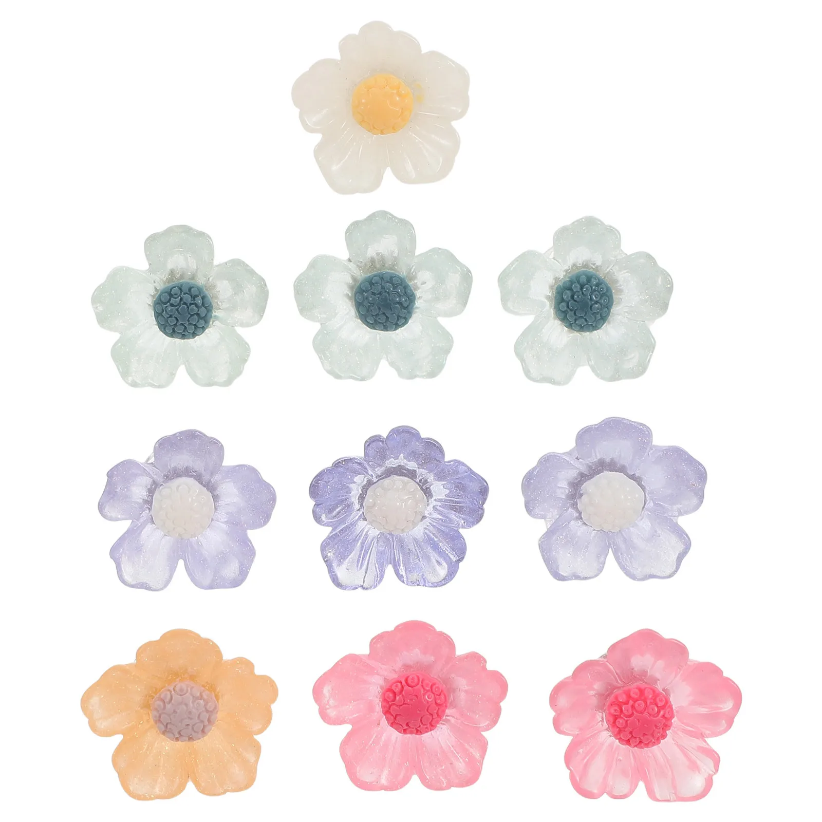 

10Pcs Floral Pushpins Transparent Resin Decorative Thumb Tacks for Corkboard Office Home Room Decor Cute Flower Thumbtacks