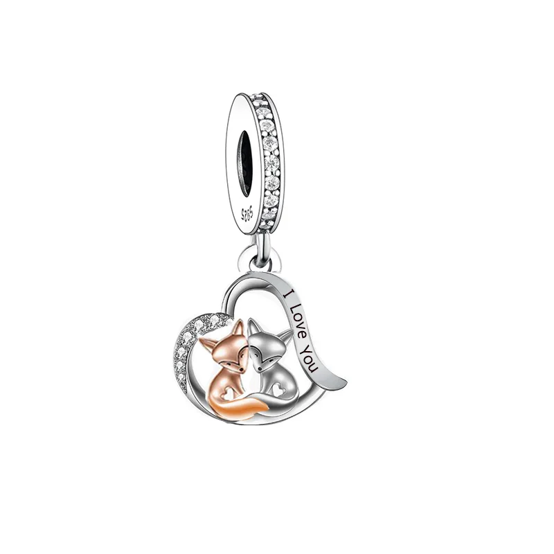 

Fit Original Pan Charm Bracelet 925 Silver Couple Fox I Love You Forever Bead For Making Girlfriend Women Berloque 2024