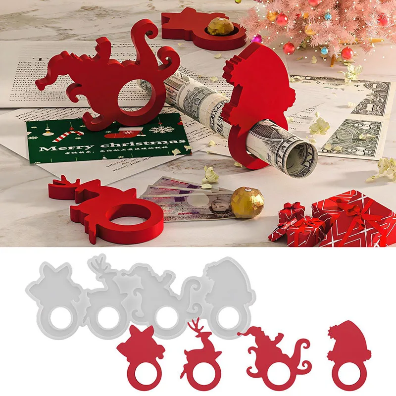 

DIY Christmas Decoration Silicone Molds Santa Reindeer Design for Gypsum Ornament Resin Epoxy Mould Gift Making Home Decor