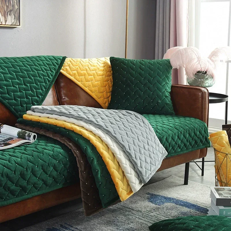 

Скандинавская простая бархатная однотонная подушка для дивана, зимняя нескользящая подушка для дивана на все сезоны