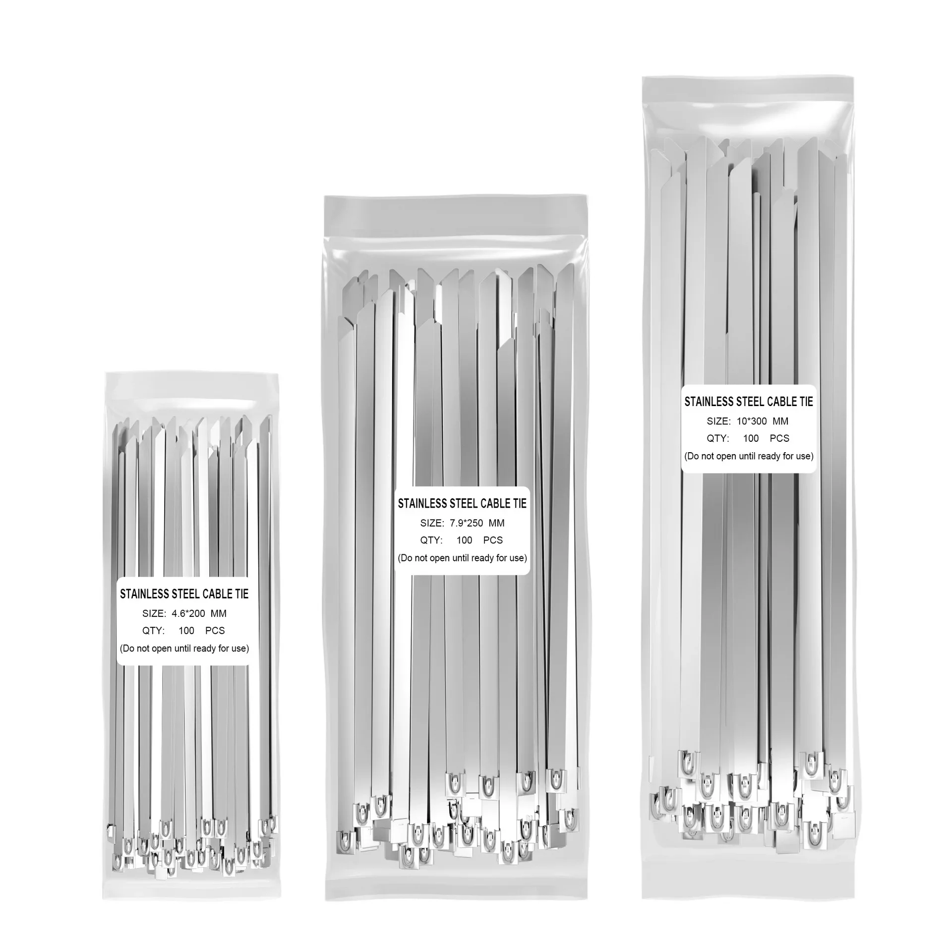 4.6/7.9 Width 100-1000mm Stainless Steel Metal Cable Ties 100PCS Wires Self-Lock Zip-Exhaust Multifunctional Locking Cable Tie
