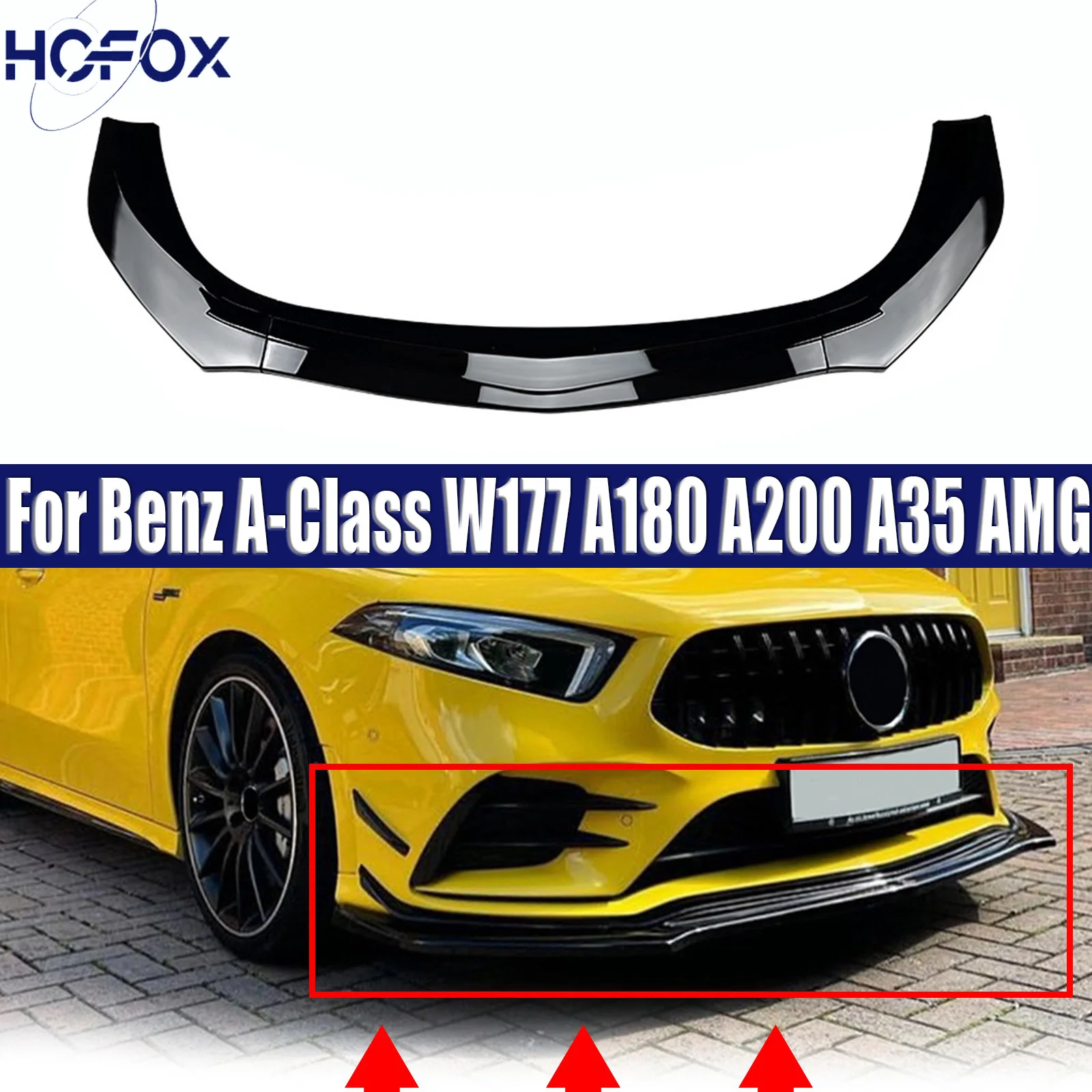 

Car Ftont Bumper Lip Chin Spoiler Splitter Diffuser Bodykit Tuning Trims For Benz A-Class W177 A180 A200 A35 AMG 2019-2022