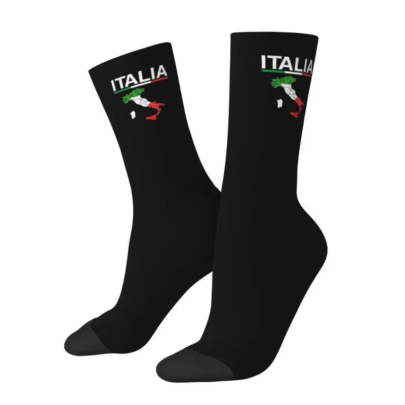 Custom Funny Italy Flag Italian Map Socks Women Men Warm 3D Printed Patriotic Pride Sports Basketball Socks