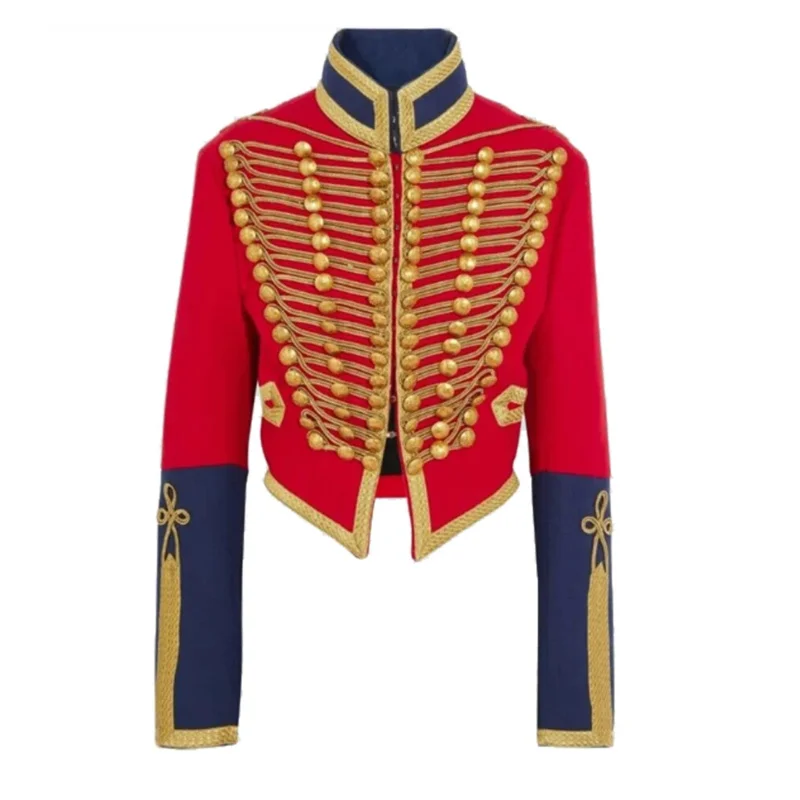 18th Century Hussar Cosplay Costume Red Jacket Victorian Military Red And Blue Jacket Costume Halloween Carnival Clothing