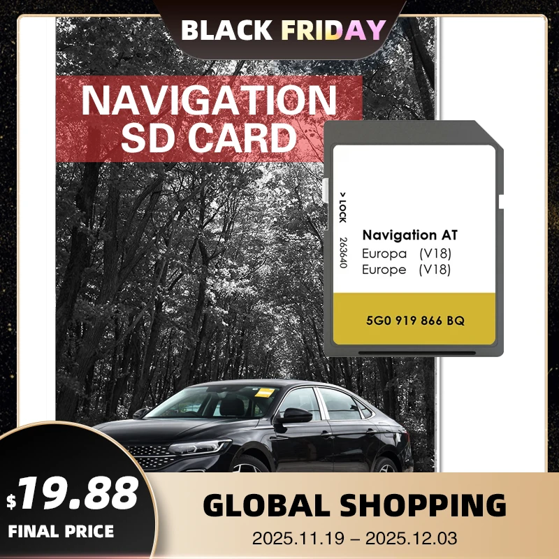 

AT V18 Suitable MIB1 for VW Tiguan (2013 - 2017) Navigation SD Car Map GPS Card Cover Latvia Great Britain Poland Spain Germany
