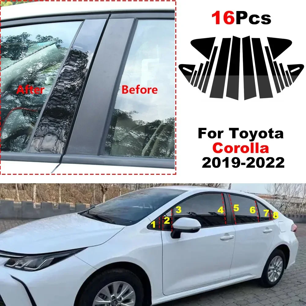 

Car Polished Pillar Posts Window Trim Cover For Toyota Corolla 2019 2020 2021 2022 Styling Sticker Accessories Exterior Parts