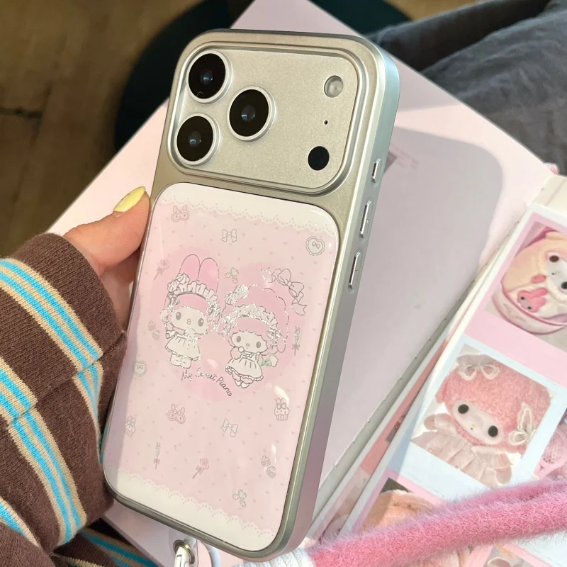 Kawaii Leuke Roze My Melody lam Telefoon Case Voor iPhone 13 14 15 16 17 Pro Max Cartoon Mooie Melodie harige Polsband shell