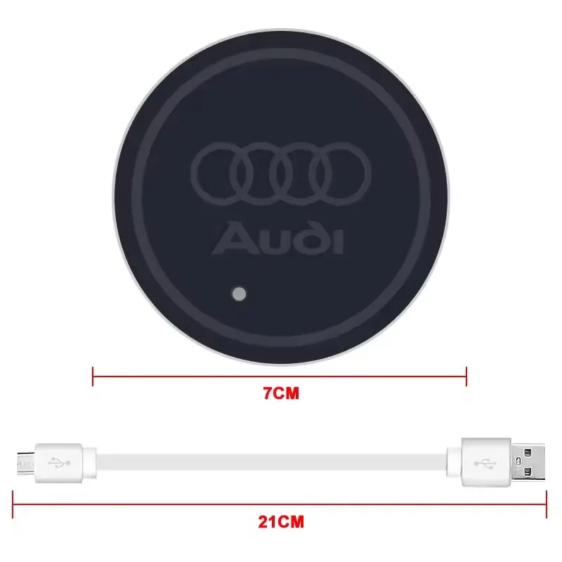 2PCS Led Car Badge Luminous Coaster Water Cup Holder Pad Emblem Accessories For Audi Sline A3 A4 B8 8P B9 B6 A5 A1 A6 Q3 Q5 Q7 view 5