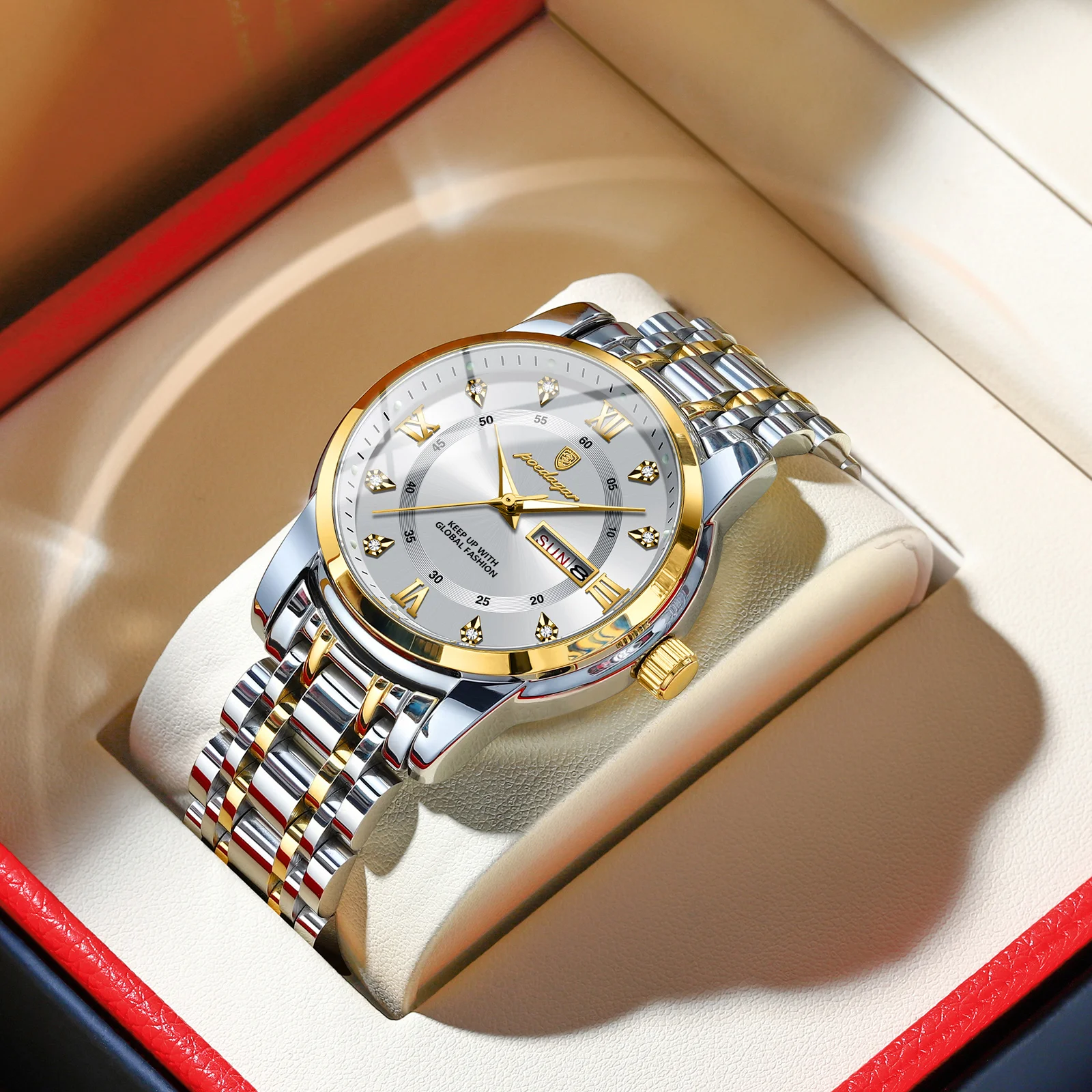 POEDAGAR Luxus Trendy Mann Armbanduhr Wasserdicht Edelstahl Leucht Männer Uhr Datum Woche Mode Quarz herren Uhren Reloj