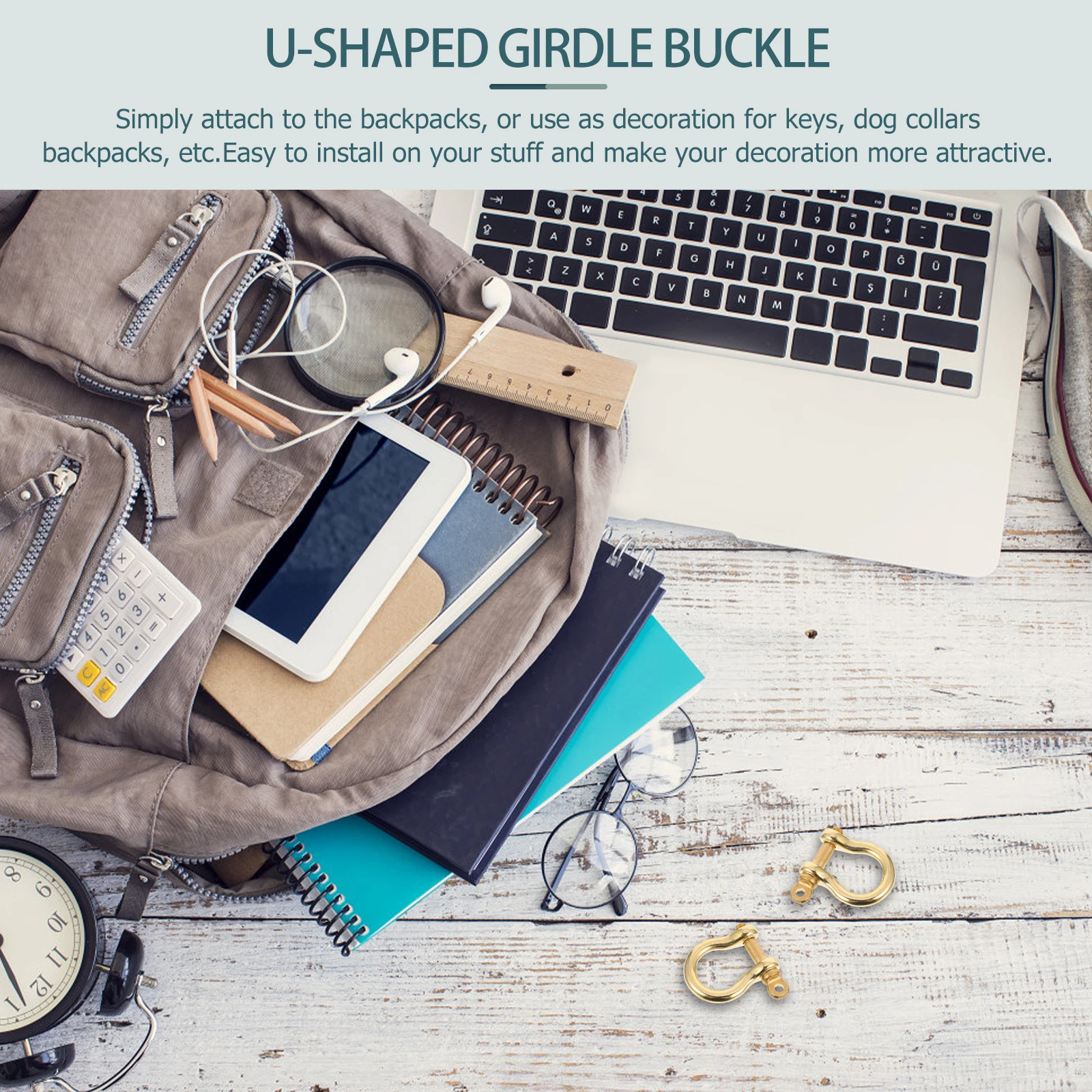 

2Pcs D-Rings Screw Shackles U Shape Keyring for Harness Dog Collar Keychain DIY Craft Pet Collar Replacement