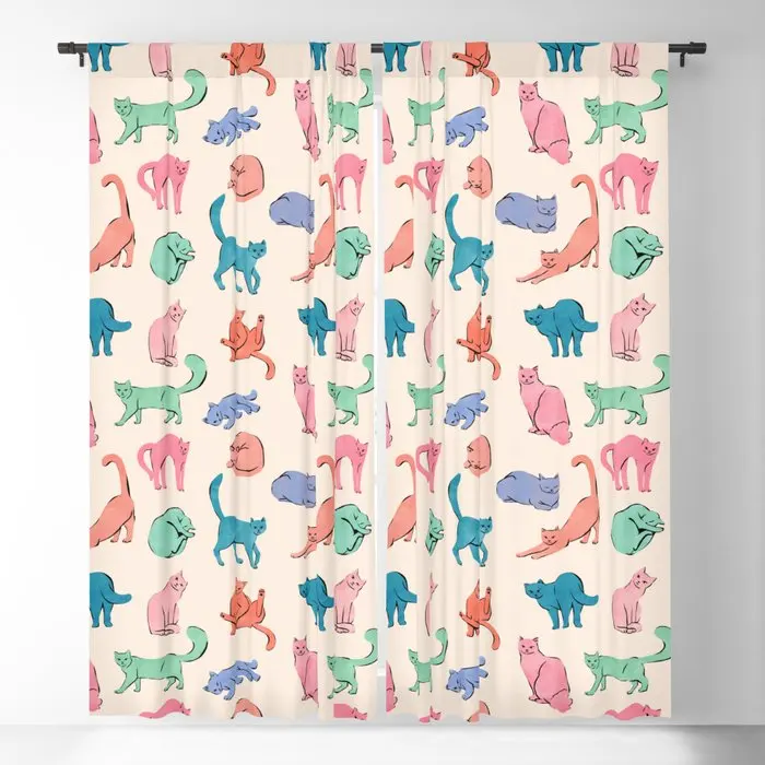 

Pastel Cats Blackout Curtains 3D Print Window Curtains For Bedroom Living Room Decor Window Treatments