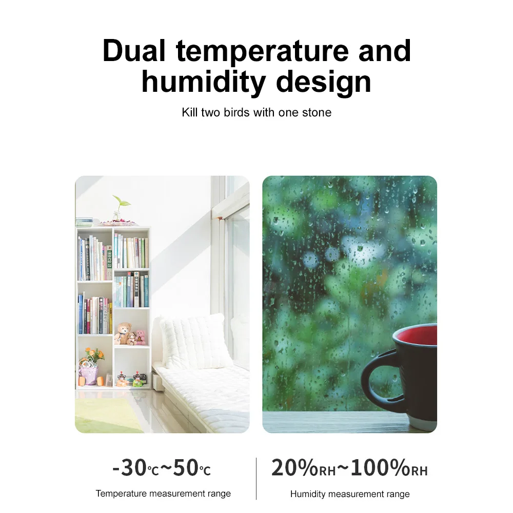 Digital Temperature Humidity Gauge Meter Indoor Outdoor Wall Mounted Electronic Thermometer Hygrometer Home Office Measure Tools