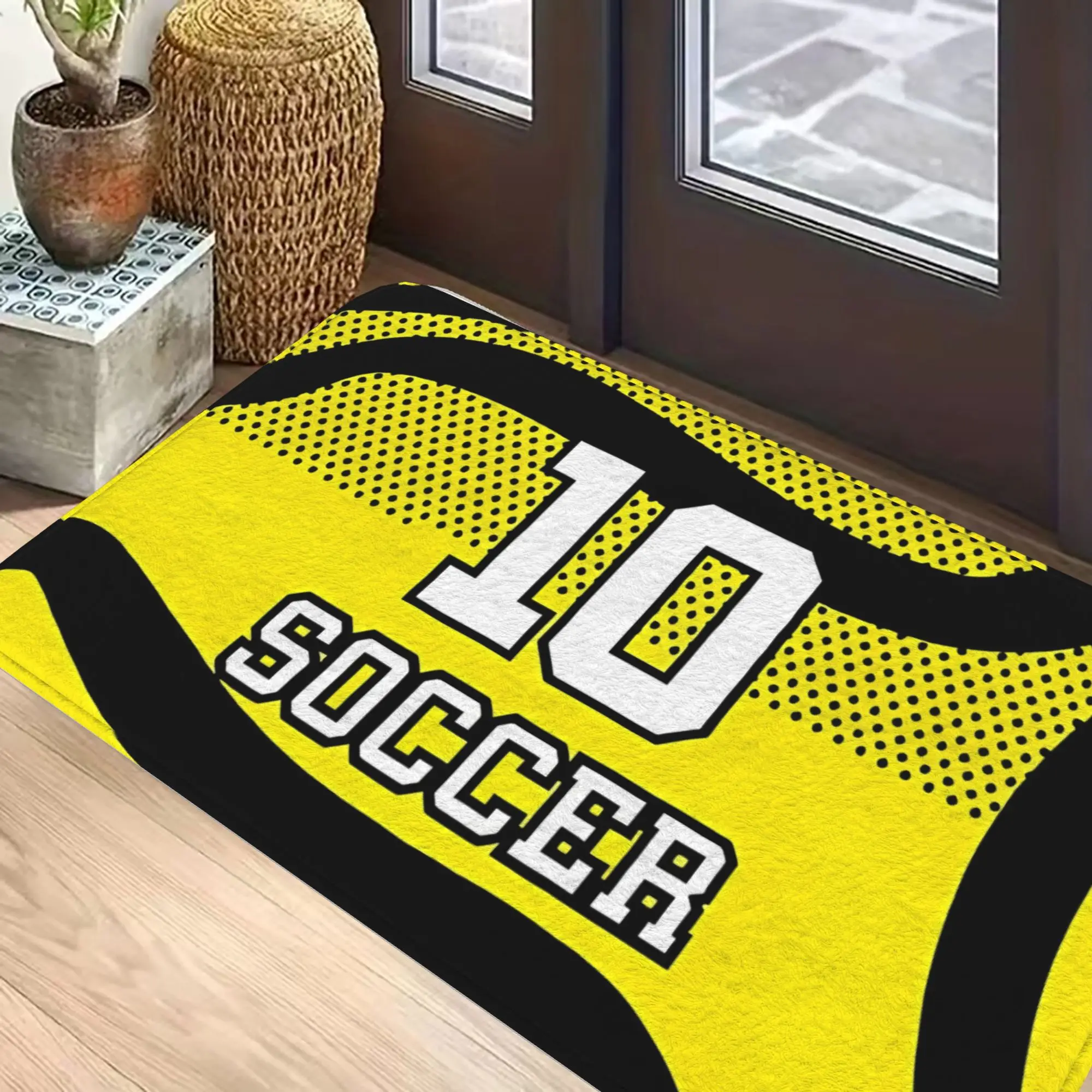 Soccer Jersey Doormat Number 10 Football Art Decorative Floor Mat – 31x20 Inch, Soft Non-Slip Rug for Entryway & Bedroom