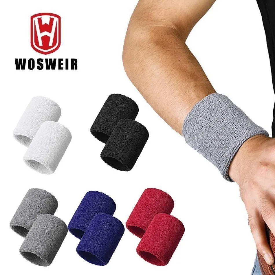 WOSWEIR 1 Pair Cotton Elastic Wristband Support Basketball Wrist Brace Wraps for Men Women Gym Fitness Weightlifting Tennis