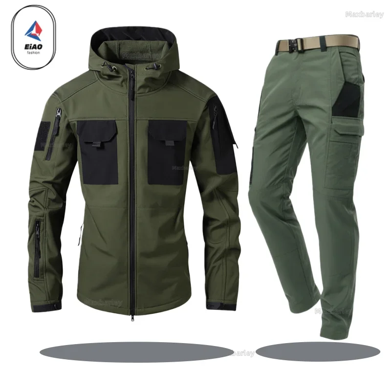 

American Tactical Jacket Waterproof Windproof Multi Function Hooded Coat Men's Outdoor Training Advanced Urban Techwear Set