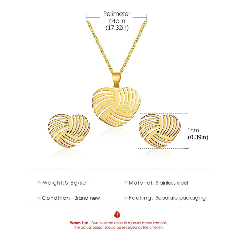 الصلب قلادة الأذن ترصيع مجموعة الحب القرط الذهبي الجوف القلب الحب مجوهرات للنساء أقراط أنيقة هدية