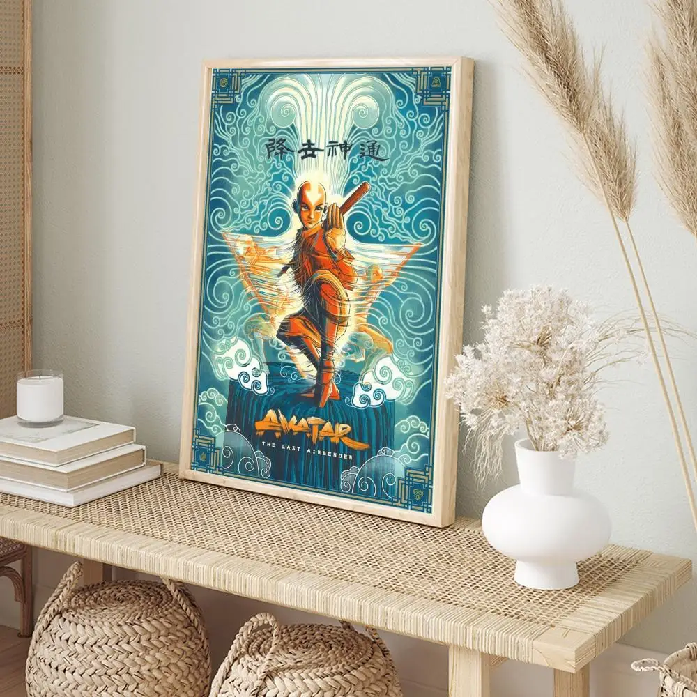 Avatar The Last Airbender Aang Fight Anime Self-adhesive Art Poster Retro Sticker DIY Room Bar Cafe Vintage Decorative Painting