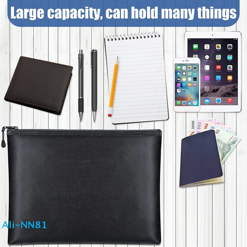【N】Fireproof Document Bag Waterproof Money Bags Fire Safe Storage Pouch With Zipper Cash File Envelope Holder For Home Office