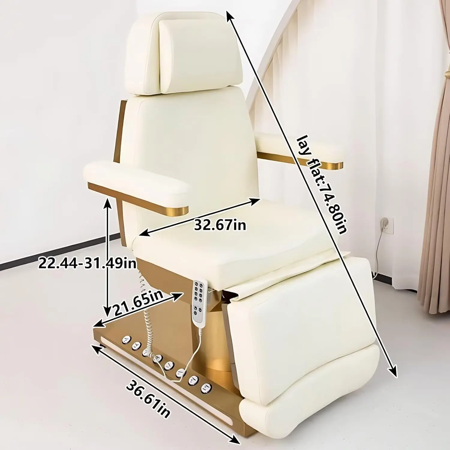Massage Table-Electric Massage Table with White Luxury Elegant Style, SPA Facial Table Includes Multi-Angle Lift