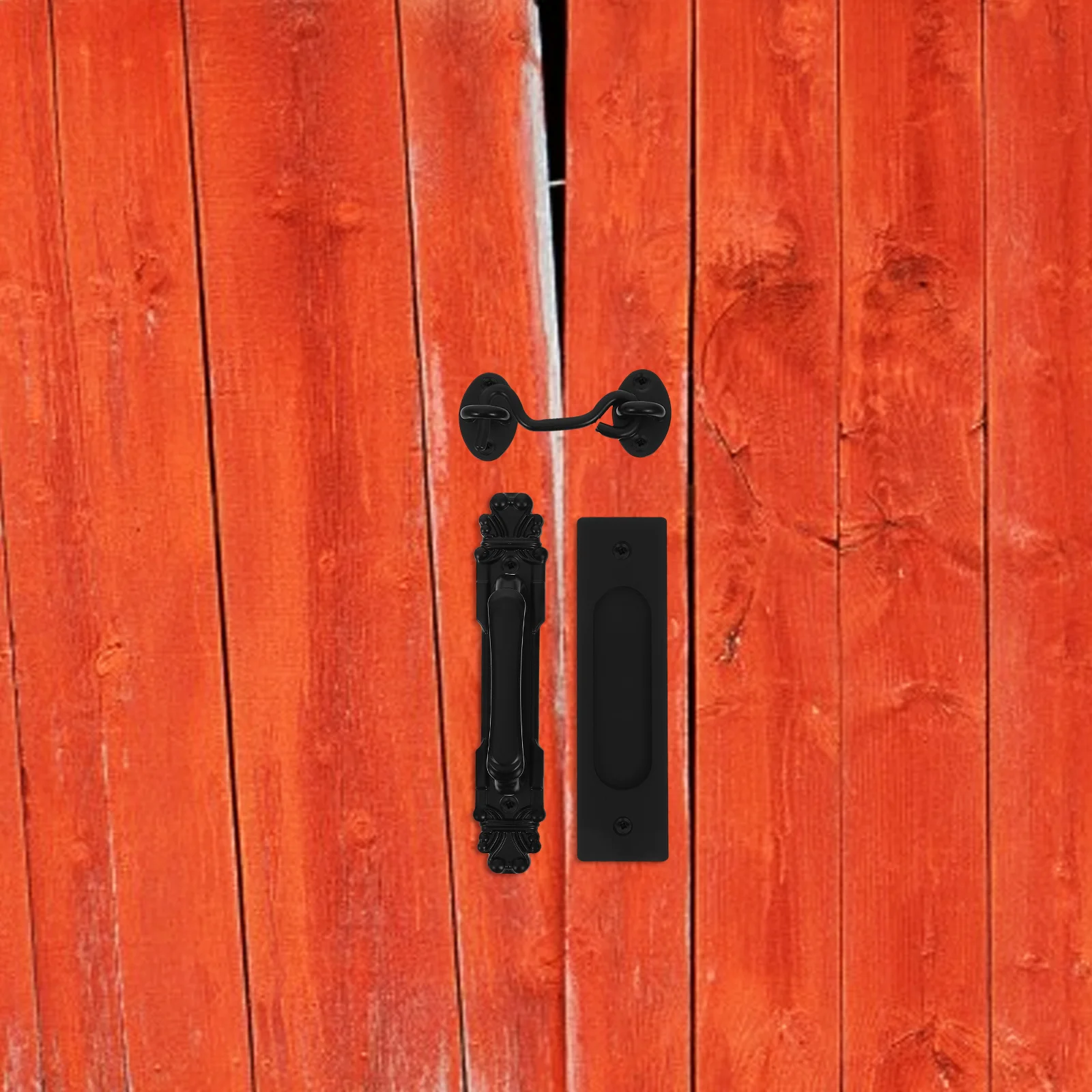

1Set Barn Door Pull Handle Lock Hook Set Sleek Modern Sliding Barn Door Lock Latch for Gates Garage Pocket Doors and More