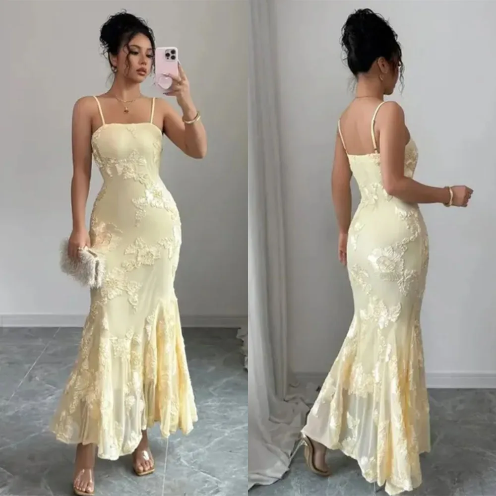 

Высококачественные индивидуальные тонкие подтяжки длиной до щиколотки с аппликациями без рукавов Vestidos Elegantes Para Mujer Вечерние платья فساتين